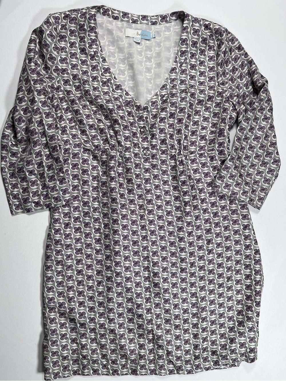 BODEN Anthropologie printed tunic mini babydoll dress floral 8
